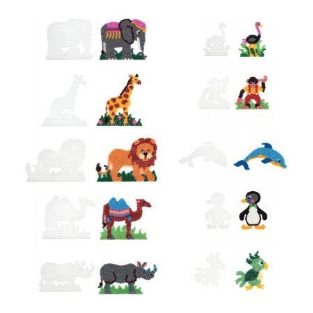 Achetez Sachet de 10 plaques préformées pour perles Hama taille midi, formes animaux sauvages 9008..