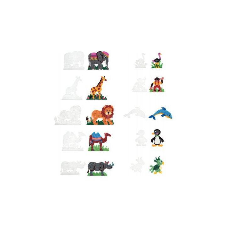 Sachet de 10 plaques préformées pour perles Hama taille midi, formes animaux sauvages 9008-85 HAMA