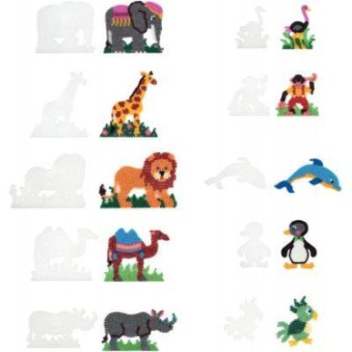 Achetez Sachet de 10 plaques préformées pour perles Hama taille midi, formes animaux sauvages 9008..