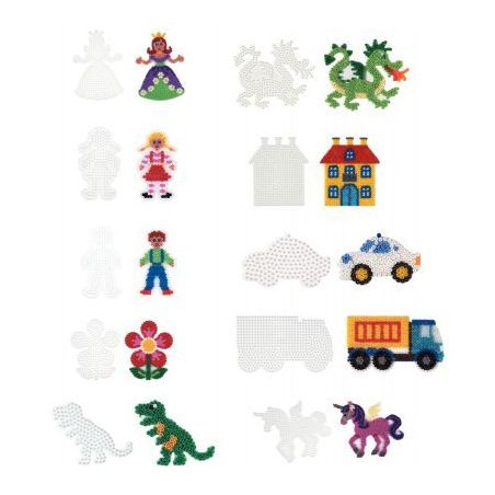 Achetez Sachet de 10 plaques préformées pour perles Hama taille midi, formes multi themes 9008-86 ..