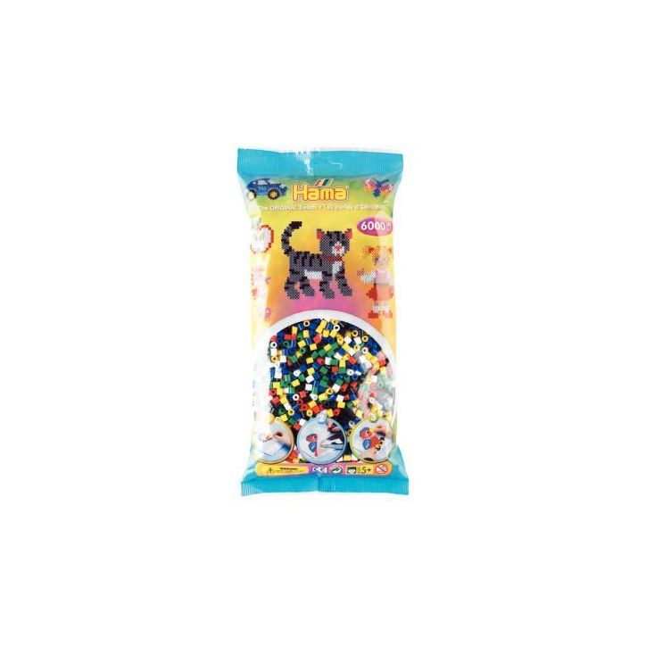 Sachet de 6 000 perles Hama à repasser taille midi vive 205-66 HAMA