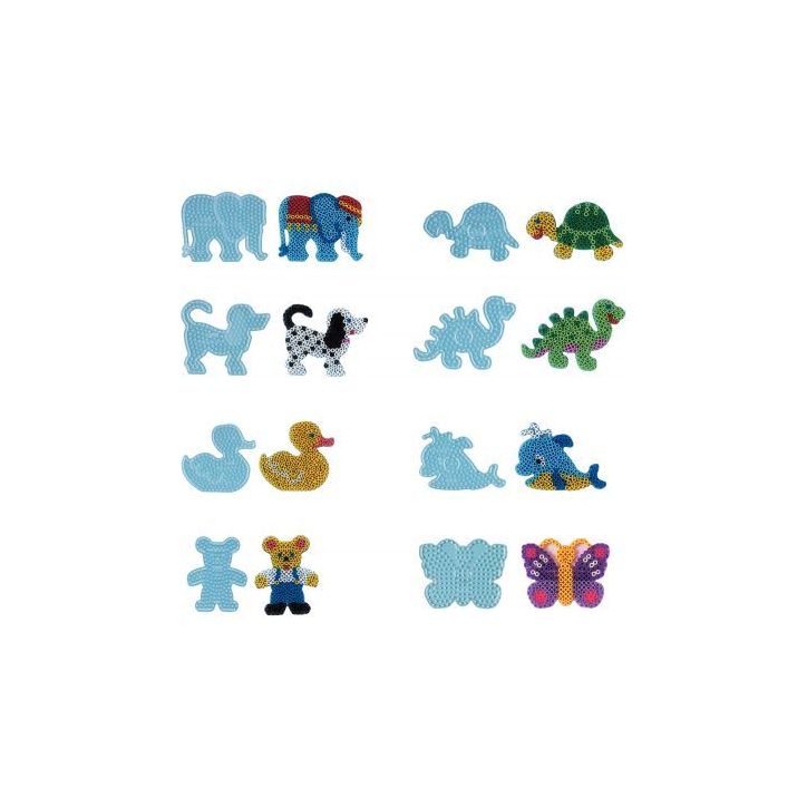 Sachet de 8 plaques préformées pour perles Hama taille maxi formes animaux 9008-87 HAMA