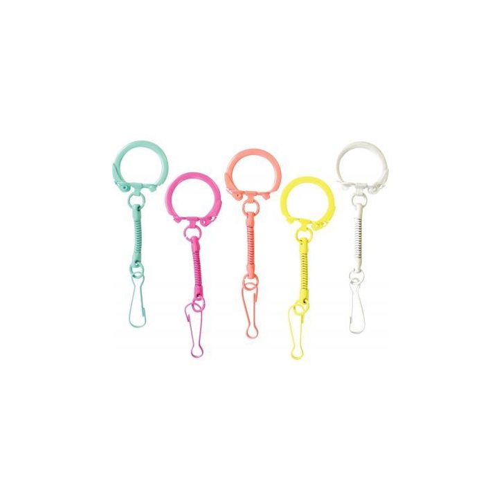Sachet de 10 porte-clés coloris pop avec mousqueton 540112