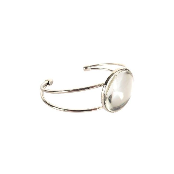 Sachet de 10 bracelets argentés rigides avec 10 cabochons en verre 270008