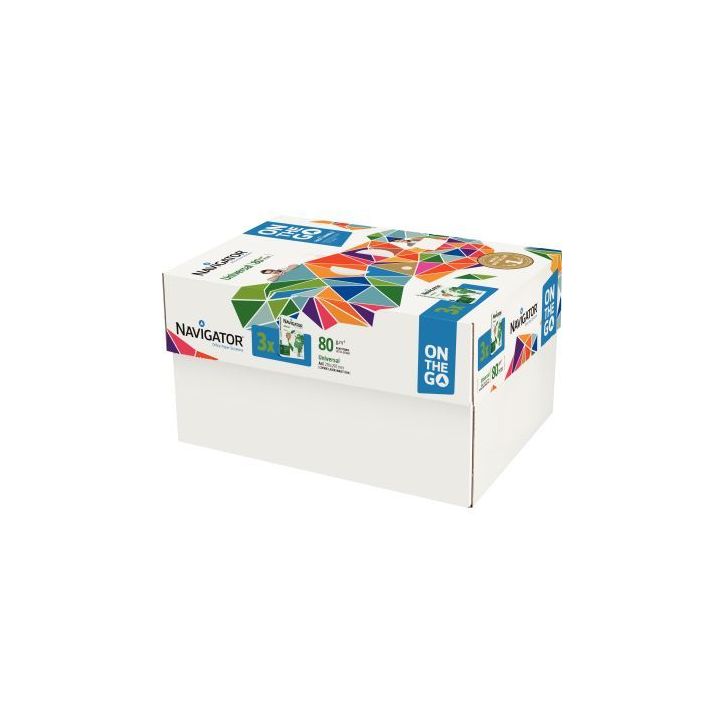 Carton de 3 ramettes de 500 feuilles format A4 80g blanc NAVIGATOR NAVIGATOR ON THE GO NAVIGATOR