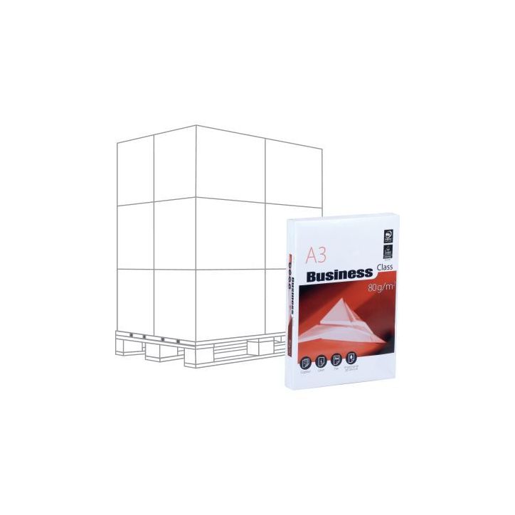 Palette de 120 ramettes 500f format A3 80g blanc BUSINESS 58432X120 BUSINESS