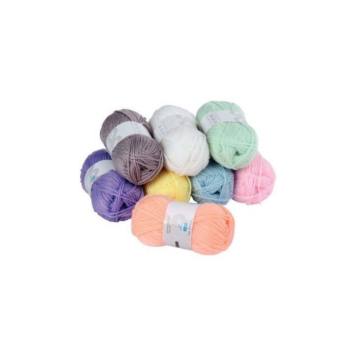 Lot de 8 pelotes de laine coloris pastel en 50g 1968
