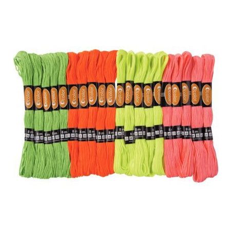 Achetez Sachet de 28 échevettes fluo pour bracelets brésiliens - 8m - 4 couleurs 1846 pas cher sur..