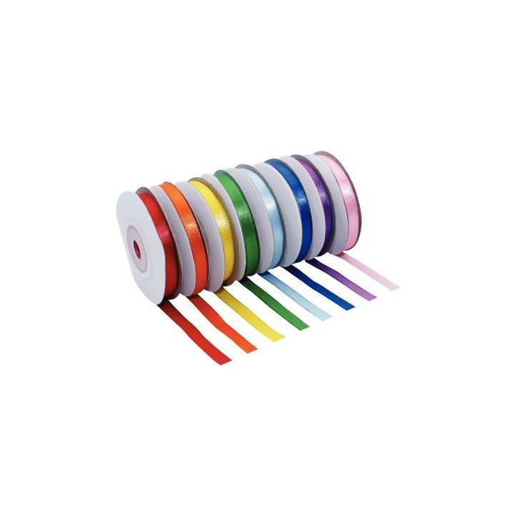 Lot de 8 rubans en satin dimensions 6 mm x 10 m coloris assortis L731008