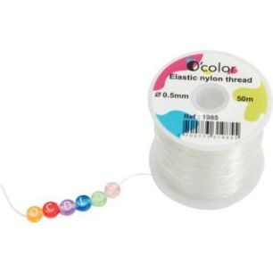 Achetez Bobine 50 mètres fil nylon élastique transparent diamètre 0.50mm 1985 pas cher sur Ma Ren..