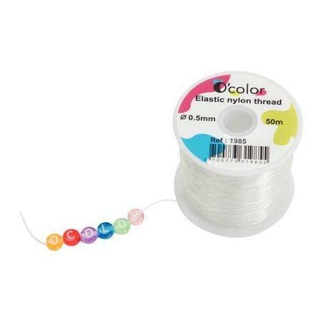 Achetez Bobine 50 mètres fil nylon élastique transparent diamètre 0.50mm 1985 pas cher sur Ma Ren..