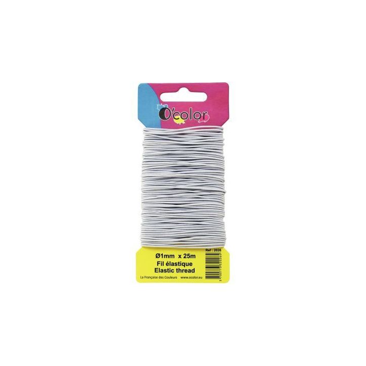 Carte de 25 mètres de fil élastique blanc 1mm 2026