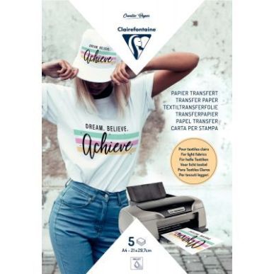 Achetez Paquet de 5 feuilles A4 papier transfert textiles pour tissu clair 84308C CLAIREFONTAINE pas..
