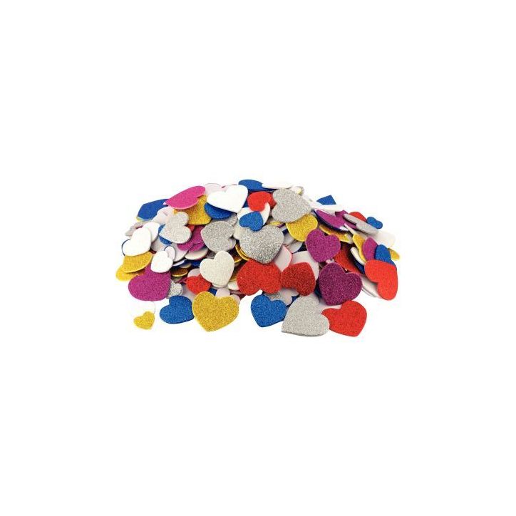 Sachet de 200 coeurs pailletés en mousse de caoutchouc adhésive L832975