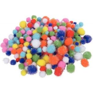 Achetez Sachet de 250 pompons irisés, tailles et couleurs assorties - 1.5 a 4.5 cm 2135 pas cher su..