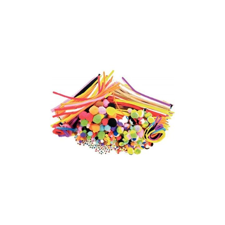 Pack économique chenilles, pompons et yeux mobiles coloris assortis L605905