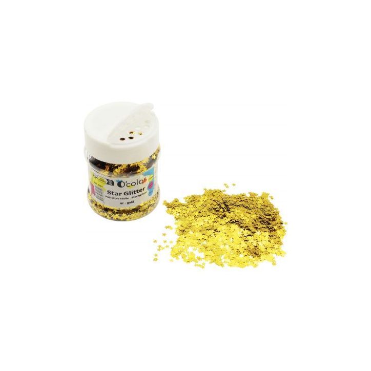 Pot de 65 grammes de paillettes étoiles coloris or 2181