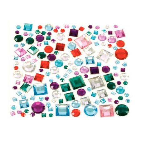 Achetez Sachet de 800 pierres décoratives en plastique à coller formes géométriques assorties 12..