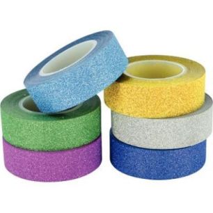 Achetez Lot de 6 rubans adhésifs pailletés motifs unis L910000 pas cher sur Ma Rentrée Scolaire