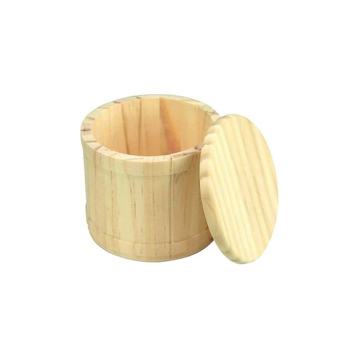 Boite ronde en bois avec couvercle, diamètre 10 cm 7692