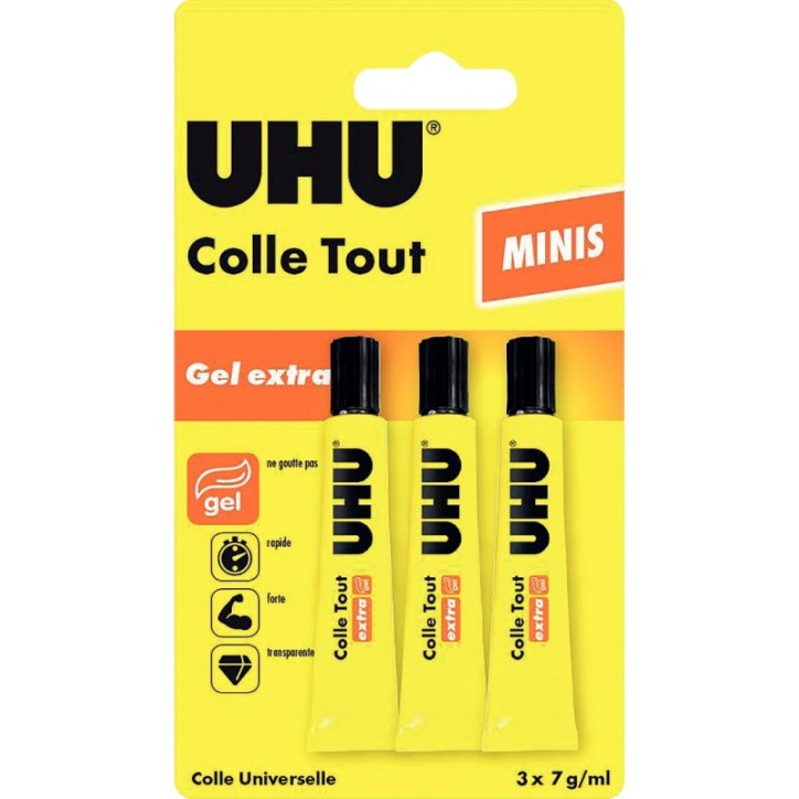 Lot 3 tubes colle gel 7ml 34250 UHU