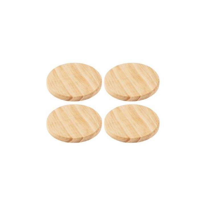 Lot de 4 dessous de verre en bois, diamètre 10,5 cm 7164