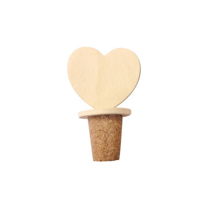 Lot de 6 bouchons en liège forme coeur 100349