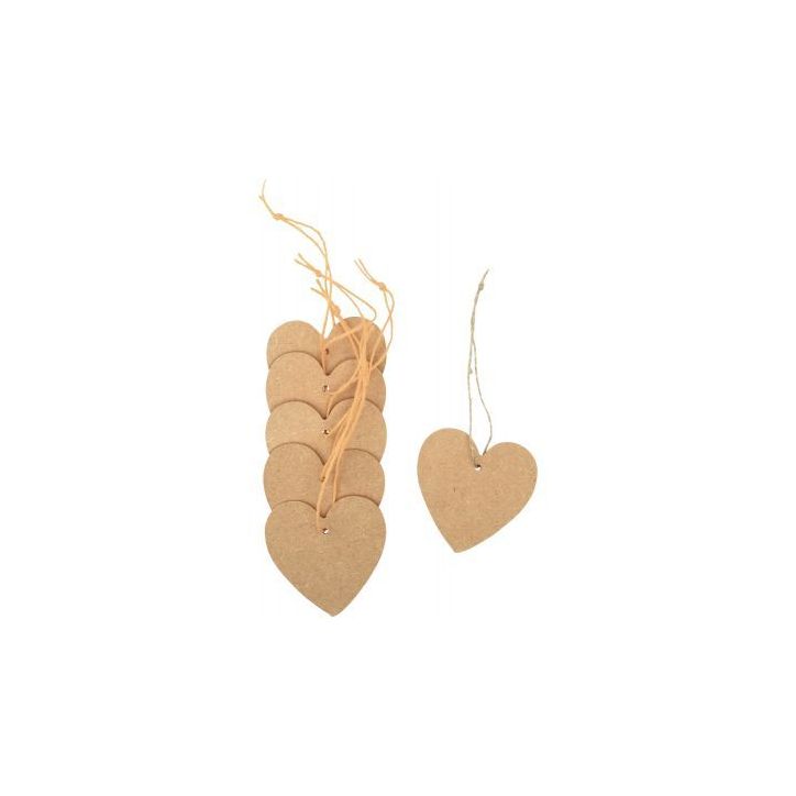 Lot de 6 cœurs en bois MDF à suspendre 101234 GRAINE CRE