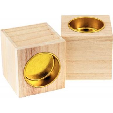 Achetez Lot de 5 bougeoirs carrés en bois MAJ0708 pas cher sur Ma Rentrée Scolaire