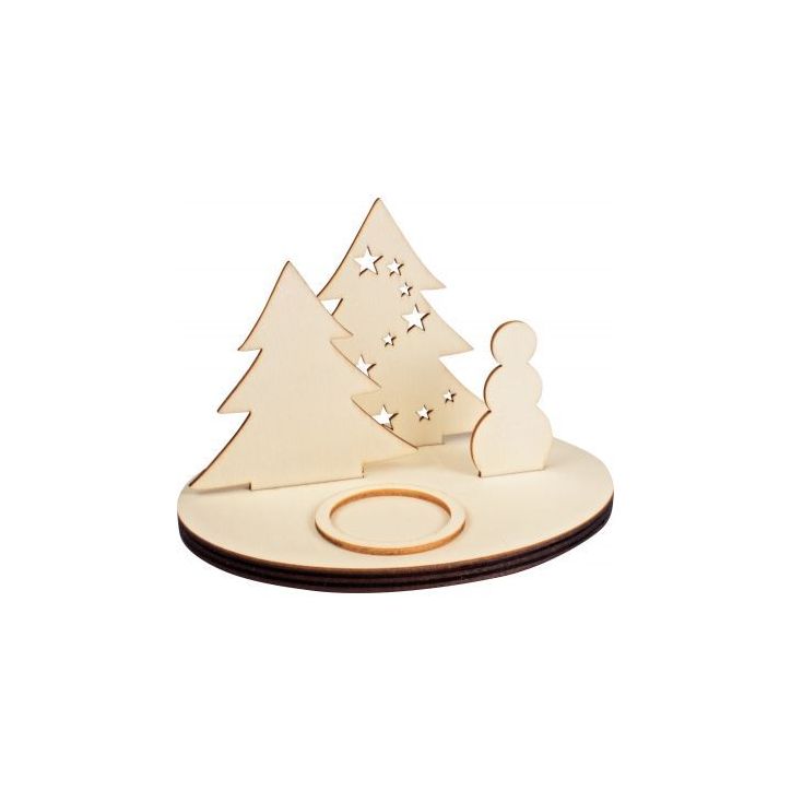 Bougeoir scène de Noël en bois 2086