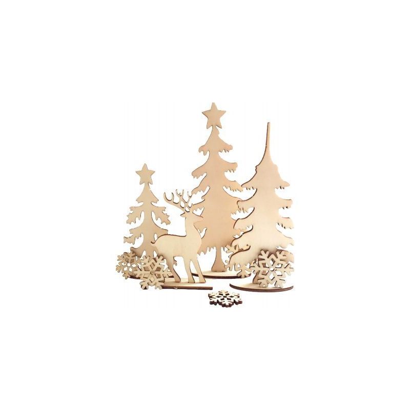 Achetez Planche décor forêt de Noël en bois 101212 pas cher sur Ma Rentrée Scolaire