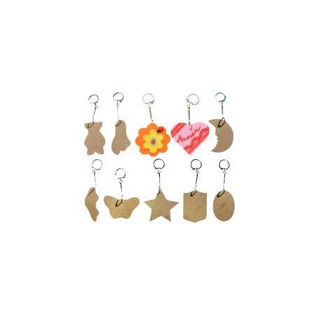 Achetez Lot de 10 porte-clés assortis en bois 10431 pas cher sur Ma Rentrée Scolaire