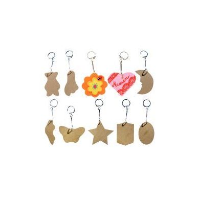 Achetez Lot de 10 porte-clés assortis en bois 10431 pas cher sur Ma Rentrée Scolaire