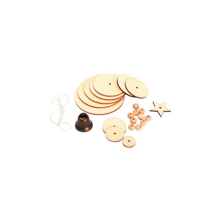 Lot de 10 suspensions sapin disques en bois 100390