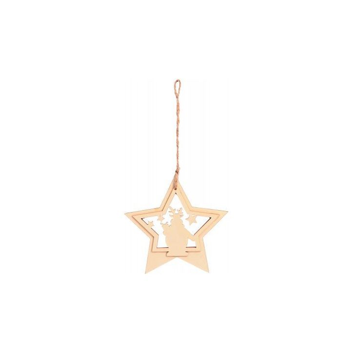 Lot de 12 suspensions scénettes de Noël en bois 101369 GRAINE CRE