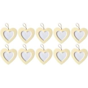Achetez Lot de 10 cadres coeur à suspendre, en bois 101352 pas cher sur Ma Rentrée Scolaire