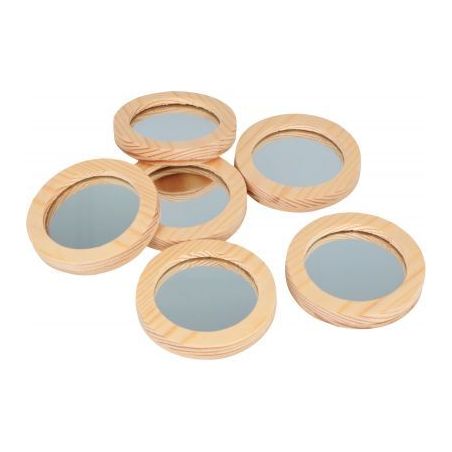 Achetez Lot de 6 miroirs ronds en bois diamètre 7,4 cm 14003410 pas cher sur Ma Rentrée Scolaire
