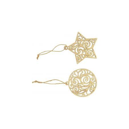 Achetez Lot de 12 étoiles et boules art déco en bois 101189 pas cher sur Ma Rentrée Scolaire