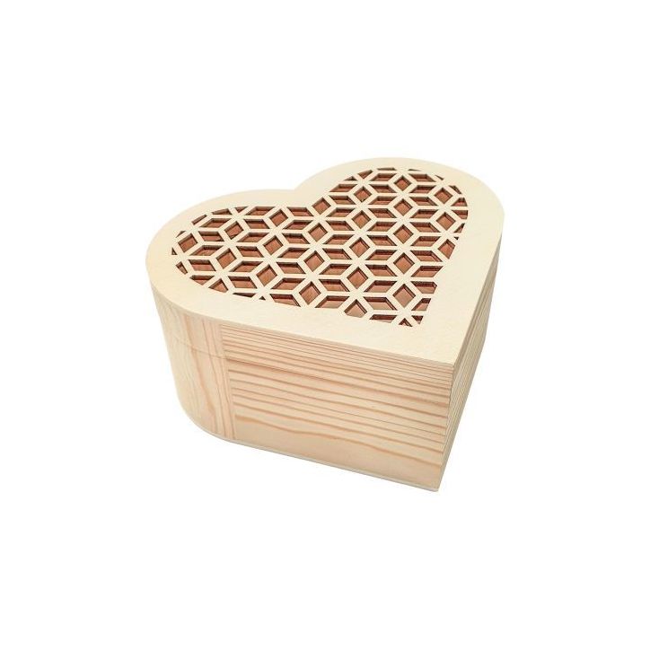 Boîte en bois forme coeur ajouré 7532
