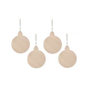 Achetez Lot de 4 grosses boules de Noël en bois, diamètre 11 cm 1724 pas cher sur Ma Rentrée Scol..