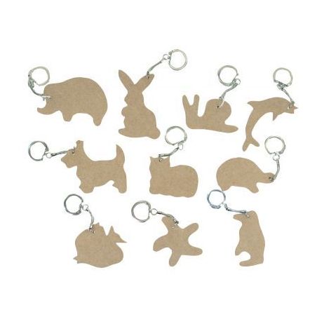 Achetez Lot de 10 porte-clés animaux en bois 68833 pas cher sur Ma Rentrée Scolaire