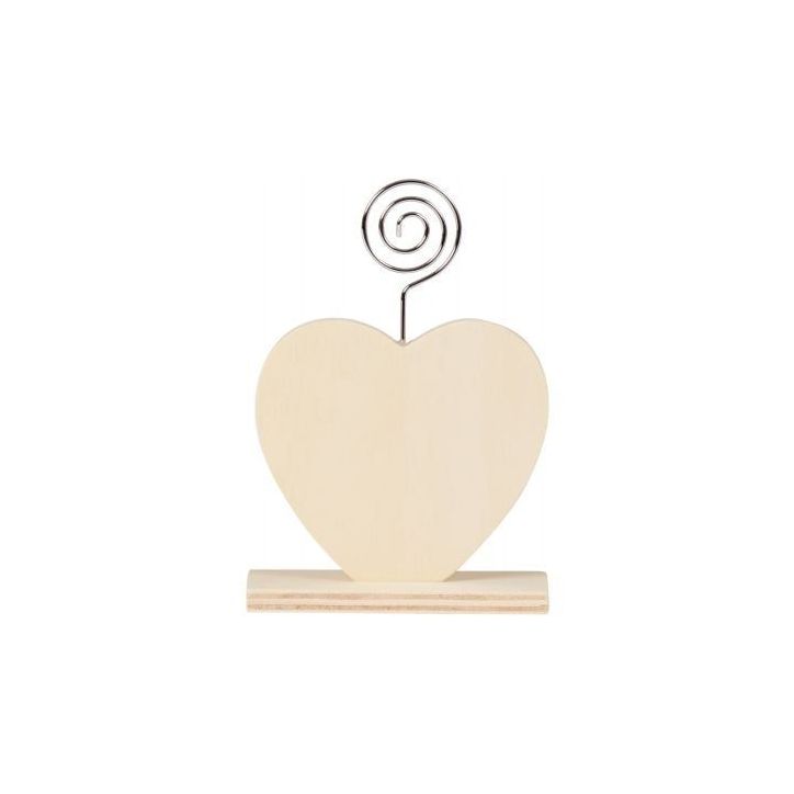 Lot de 6 porte-photos en bois forme coeur 1318/22501