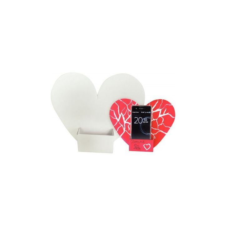 Lot de 10 porte-téléphone coeur en carton blanc SMARTCO10 CLEOPATRE