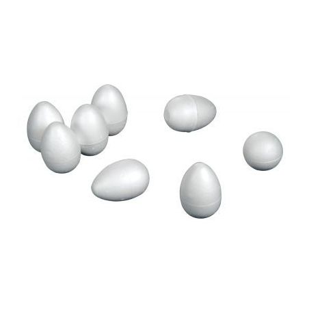 Achetez Lot de 25 oeufs en styropor blanc 4x6 cm 14090093 pas cher sur Ma Rentrée Scolaire