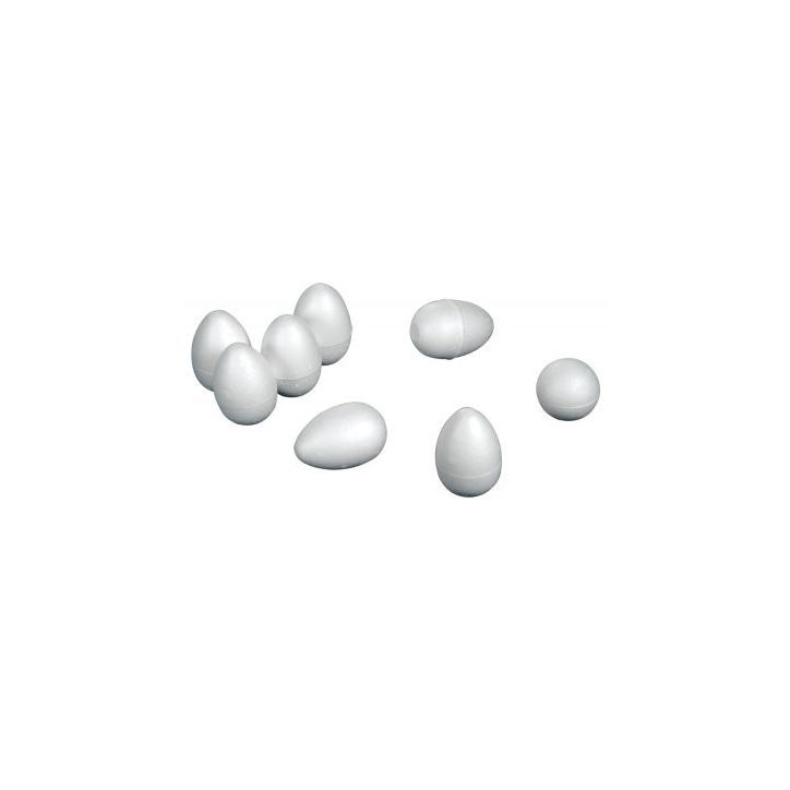 Lot de 25 oeufs en styropor blanc 4x6 cm 14090093