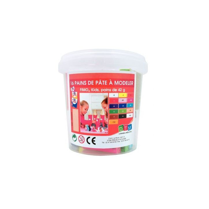 Atelier Fimo Kids, 16 pains de 42 grammes de pâte à modeler 262249 FIMO STAEDTLER