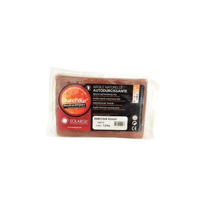 Pain de 1,5 kg argile naturelle à modeler durci dur rouge FDDR1,5