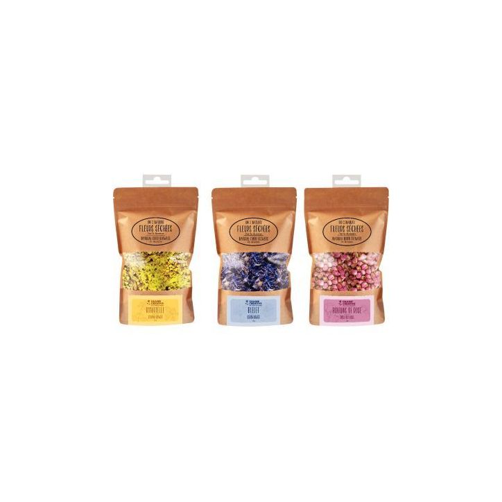 Lot de 3 sachets de fleurs séchées assorties 200220 GRAINE CRE