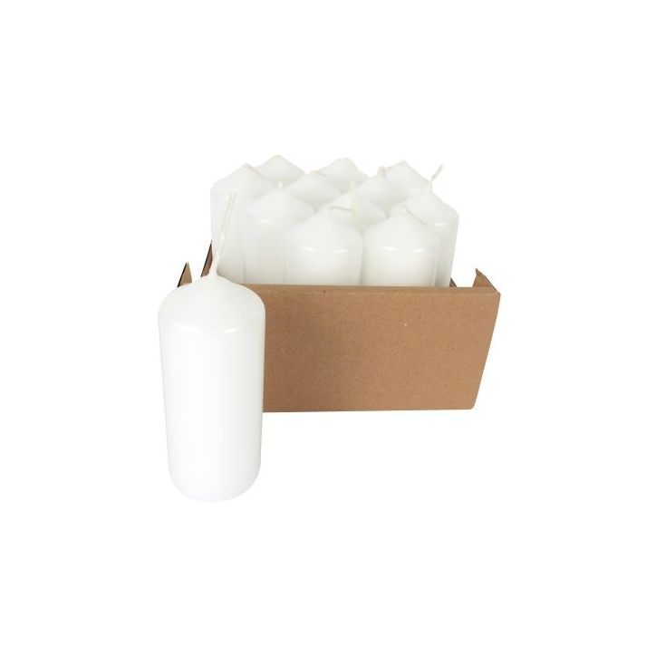 Lot de 12 bougies blanches, hauteur 10 cm, diamètre 4 cm 139500