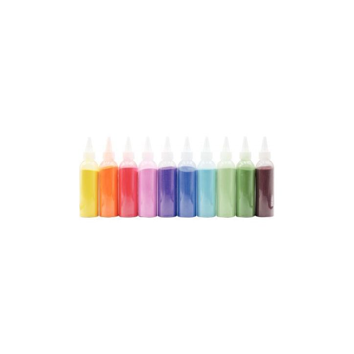 Lot de 10 flacons de sable extra fin 210grammes coloris assortis 2188